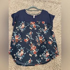 Xhilaration Navy Floral Blouse